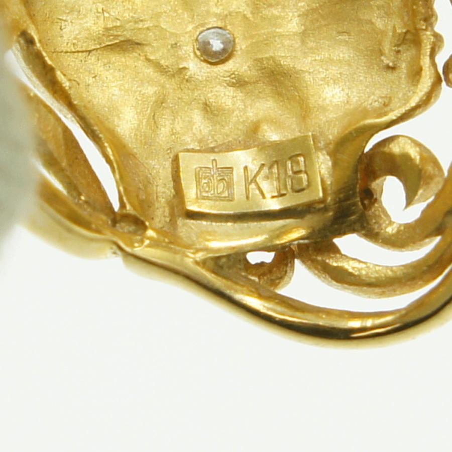 K18ダイヤモンドデザインリング「フラワー＆レディ」　D0.06ct　リングサイズ12号　重量8.24ｇ(石の重量含む)（中古）