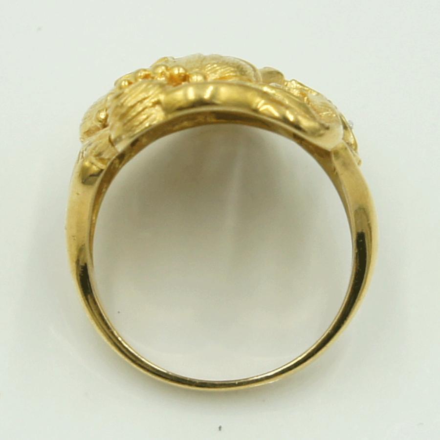 K18ダイヤモンドデザインリング「フラワー＆レディ」　D0.06ct　リングサイズ12号　重量8.24ｇ(石の重量含む)（中古）