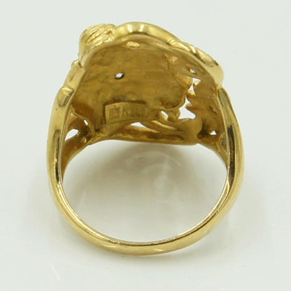 K18ダイヤモンドデザインリング「フラワー＆レディ」　D0.06ct　リングサイズ12号　重量8.24ｇ(石の重量含む)（中古）