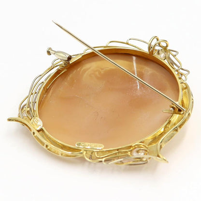 K18パール付枠シェルカメオペンダントブローチ　重量18.25ｇ　レディース（中古）