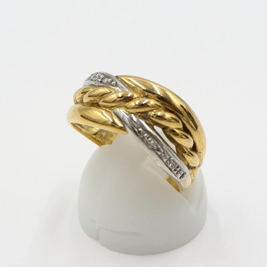 K18/Pt900ダイヤリング　サイズ19号　重量5.31ｇ(石の重量含む)　レディース(中古)