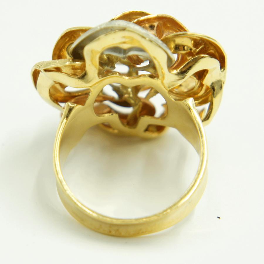 750ヨーロピアンリング　スリーカラー「フラワー・花」リング14号　重量10.67g　レディース（中古）