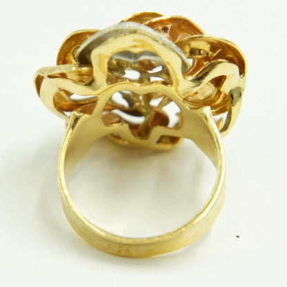 750ヨーロピアンリング　スリーカラー「フラワー・花」リング14号　重量10.67g　レディース（中古）