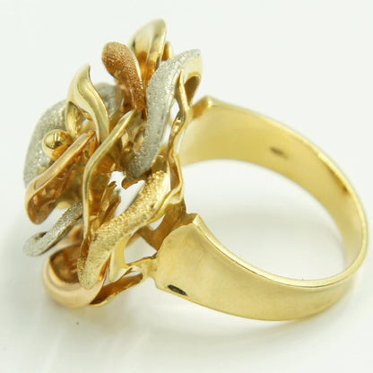 750ヨーロピアンリング　スリーカラー「フラワー・花」リング14号　重量10.67g　レディース（中古）