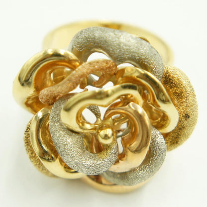 750ヨーロピアンリング　スリーカラー「フラワー・花」リング14号　重量10.67g　レディース（中古）