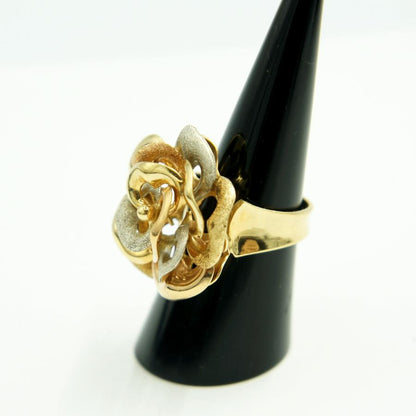 750ヨーロピアンリング　スリーカラー「フラワー・花」リング14号　重量10.67g　レディース（中古）