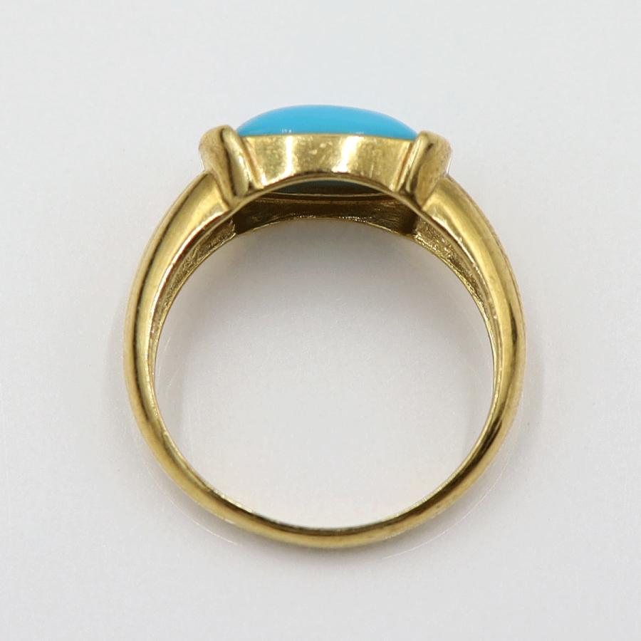 K18トルコ石リング　リングサイズ12号　重量3.74ｇ(石の重量含む)　レディース(中古)