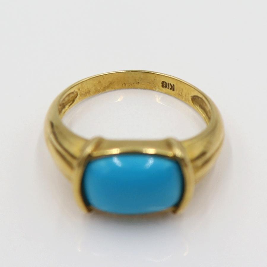 K18トルコ石リング　リングサイズ12号　重量3.74ｇ(石の重量含む)　レディース(中古)