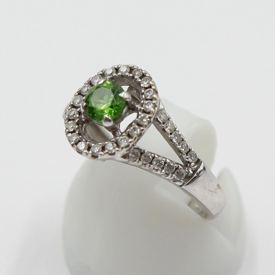 K18WGガーネットリング　DT0.33ct　D0.33ct　リングサイズ8号　重量3.71ｇ(石の重量含む)　レディース(中古)