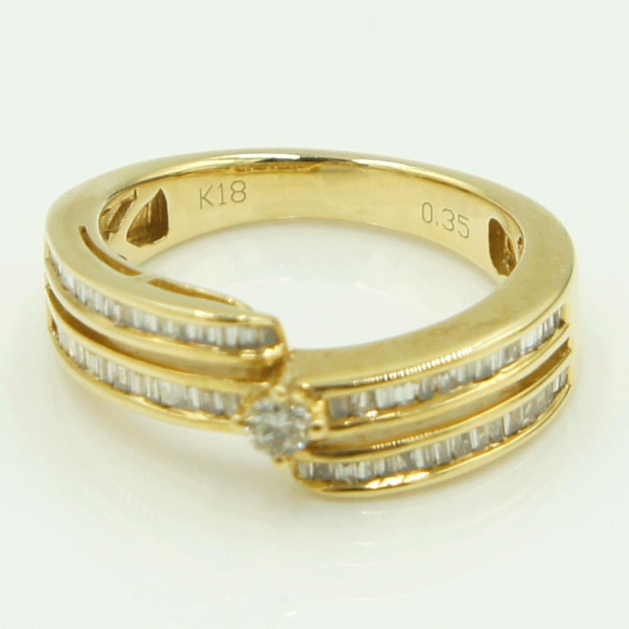 K18ダイヤデザインリング　D0.35ct　リングサイズ9号　重量4.08ｇ(石の重量含む)（中古）