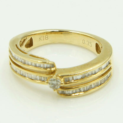 K18ダイヤデザインリング　D0.35ct　リングサイズ9号　重量4.08ｇ(石の重量含む)（中古）