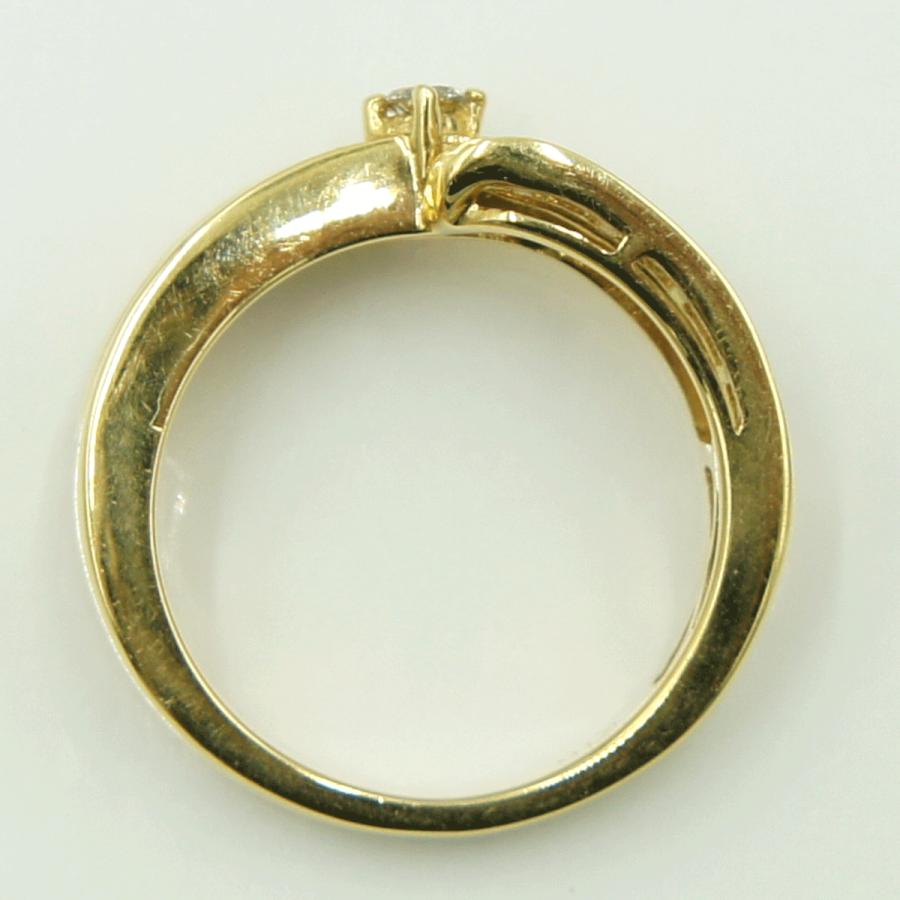 K18ダイヤデザインリング　D0.35ct　リングサイズ9号　重量4.08ｇ(石の重量含む)（中古）