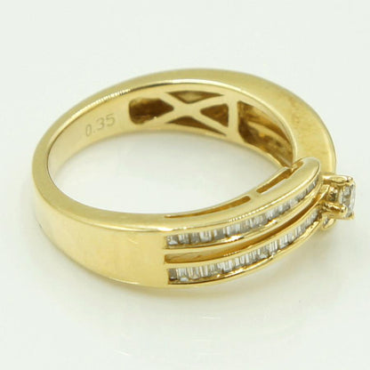 K18ダイヤデザインリング　D0.35ct　リングサイズ9号　重量4.08ｇ(石の重量含む)（中古）