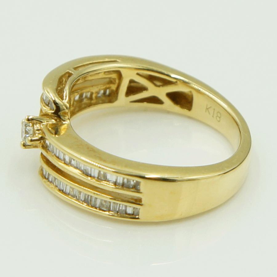 K18ダイヤデザインリング　D0.35ct　リングサイズ9号　重量4.08ｇ(石の重量含む)（中古）