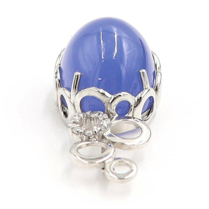 K18WGカルセドニーペンダントトップ　BC26.66ct　D0.114ct　重量9.67ｇ　ブルーカルセドニー　レディース（中古）