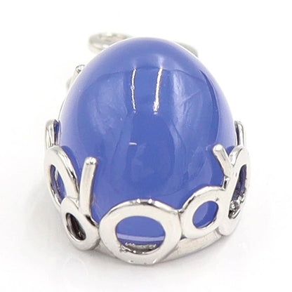 K18WGカルセドニーペンダントトップ　BC26.66ct　D0.114ct　重量9.67ｇ　ブルーカルセドニー　レディース（中古）