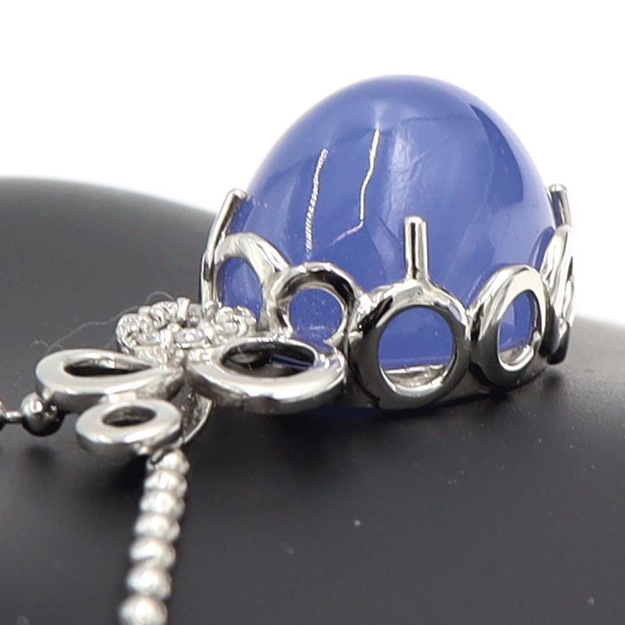 K18WGカルセドニーペンダントトップ　BC26.66ct　D0.114ct　重量9.67ｇ　ブルーカルセドニー　レディース（中古）