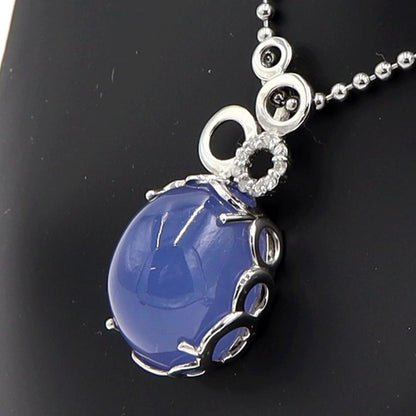 K18WGカルセドニーペンダントトップ　BC26.66ct　D0.114ct　重量9.67ｇ　ブルーカルセドニー　レディース（中古）