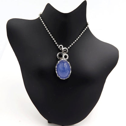 K18WGカルセドニーペンダントトップ　BC26.66ct　D0.114ct　重量9.67ｇ　ブルーカルセドニー　レディース（中古）