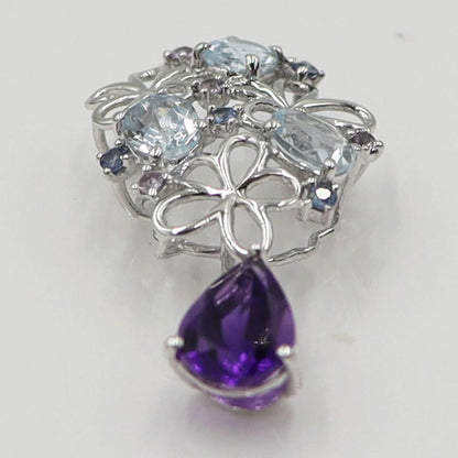 K18WGマルチ石ペンダントトップ　アメジスト・アクアマリン・サファイア　重量2.39ｇ(石の重量含む) レディース(中古)