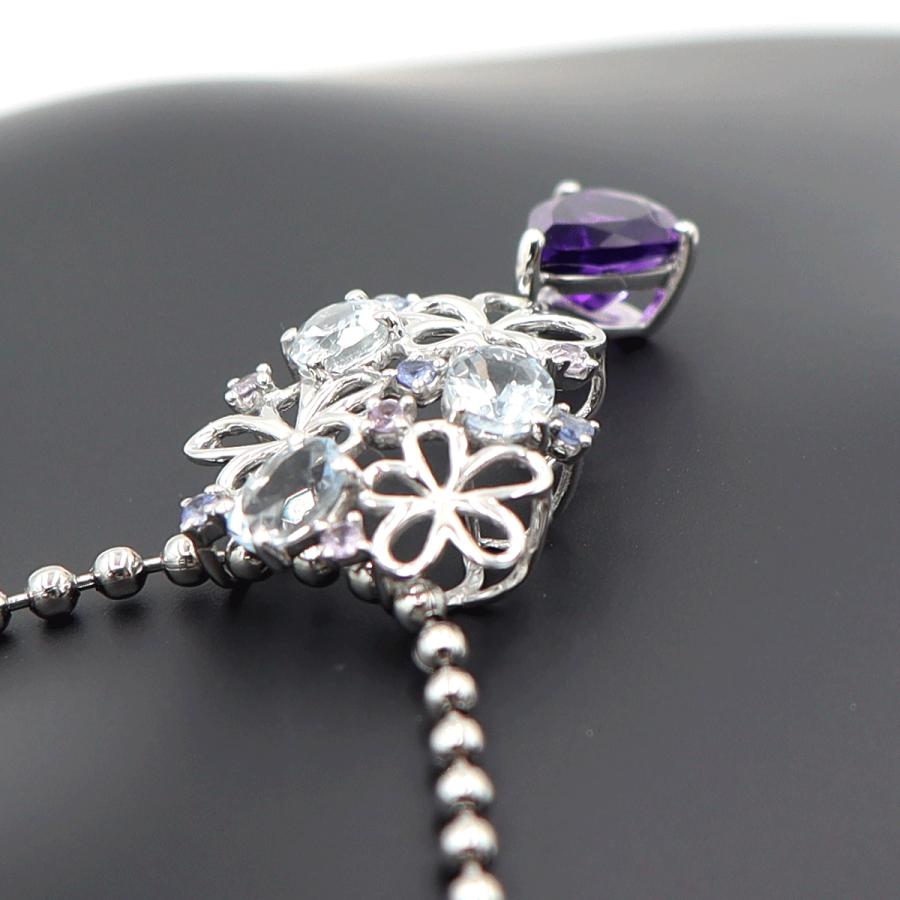 K18WGマルチ石ペンダントトップ　アメジスト・アクアマリン・サファイア　重量2.39ｇ(石の重量含む) レディース(中古)