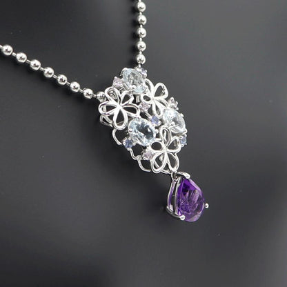 K18WGマルチ石ペンダントトップ　アメジスト・アクアマリン・サファイア　重量2.39ｇ(石の重量含む) レディース(中古)