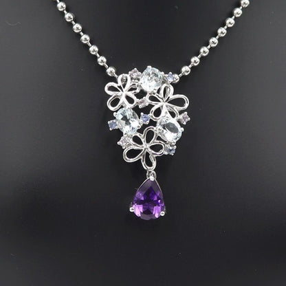 K18WGマルチ石ペンダントトップ　アメジスト・アクアマリン・サファイア　重量2.39ｇ(石の重量含む) レディース(中古)