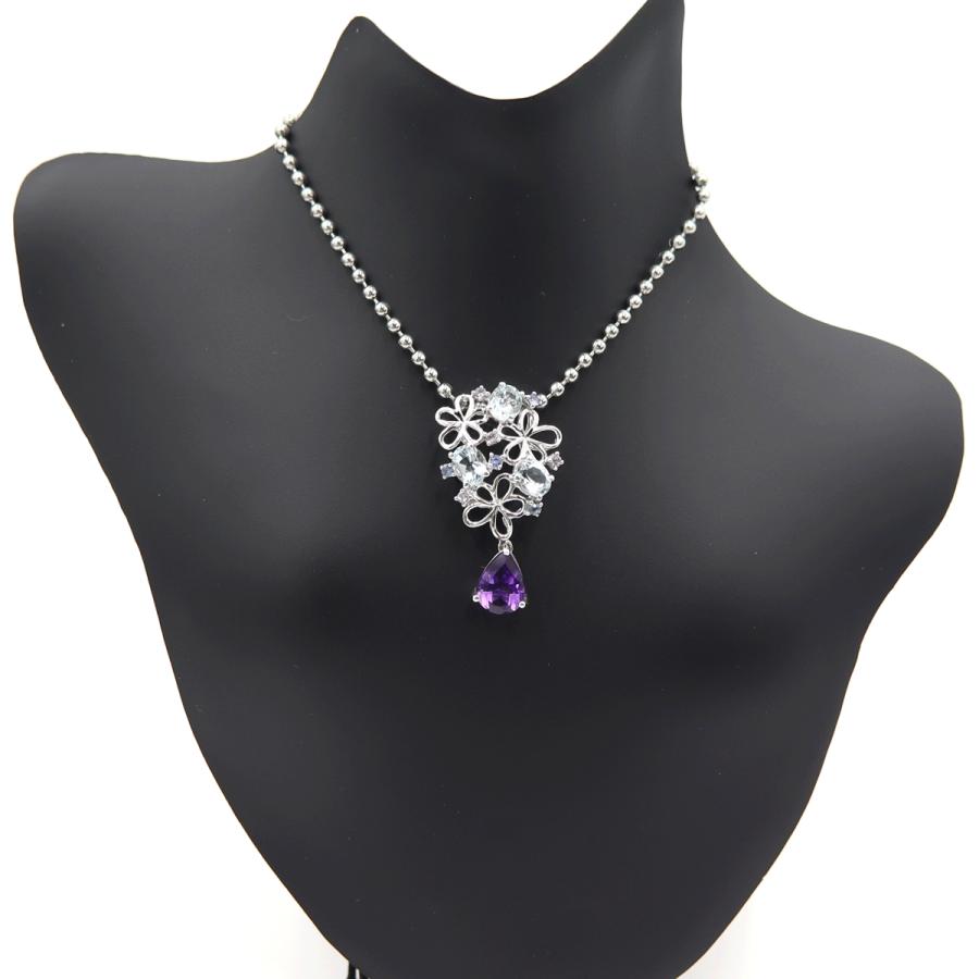 K18WGマルチ石ペンダントトップ　アメジスト・アクアマリン・サファイア　重量2.39ｇ(石の重量含む) レディース(中古)