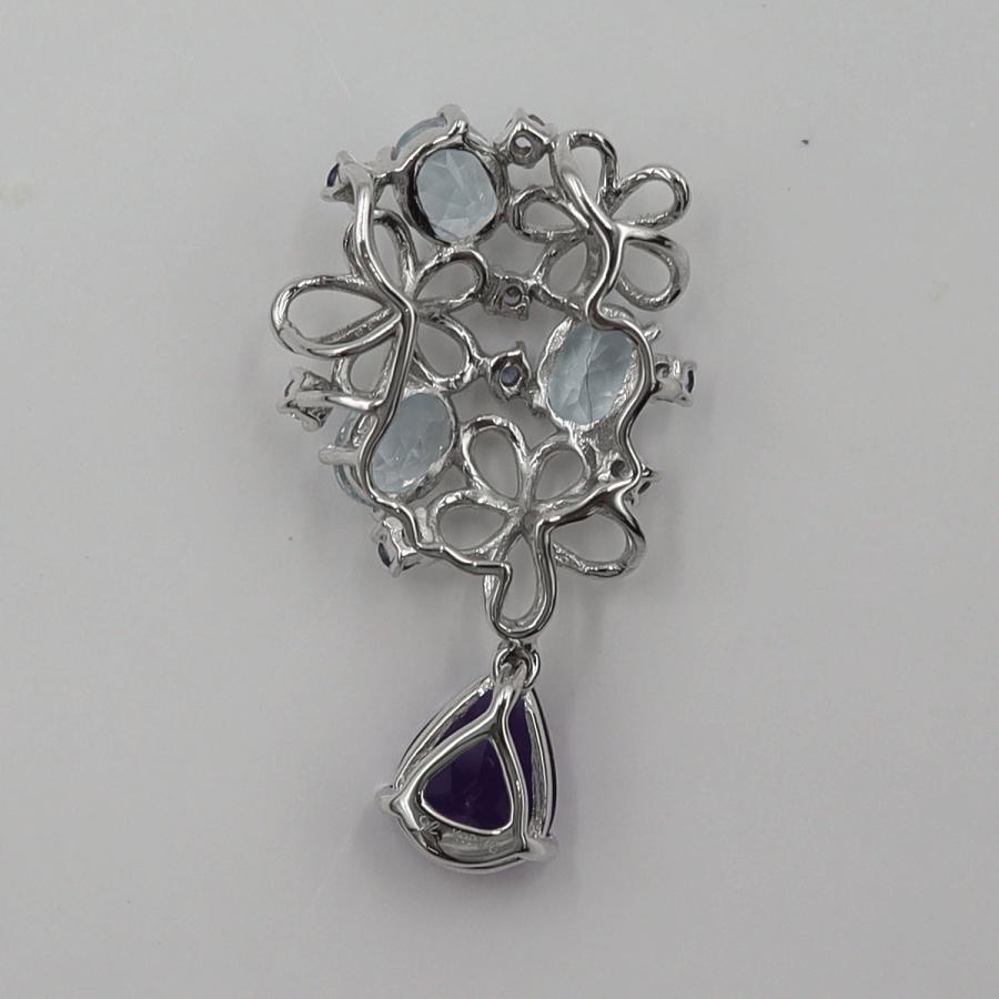 K18WGマルチ石ペンダントトップ　アメジスト・アクアマリン・サファイア　重量2.39ｇ(石の重量含む) レディース(中古)