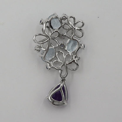 K18WGマルチ石ペンダントトップ　アメジスト・アクアマリン・サファイア　重量2.39ｇ(石の重量含む) レディース(中古)