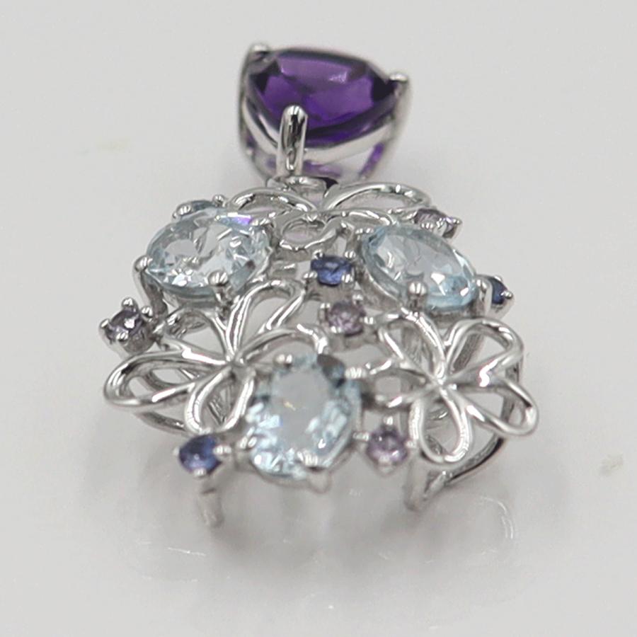 K18WGマルチ石ペンダントトップ　アメジスト・アクアマリン・サファイア　重量2.39ｇ(石の重量含む) レディース(中古)