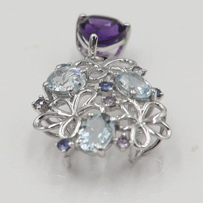 K18WGマルチ石ペンダントトップ　アメジスト・アクアマリン・サファイア　重量2.39ｇ(石の重量含む) レディース(中古)