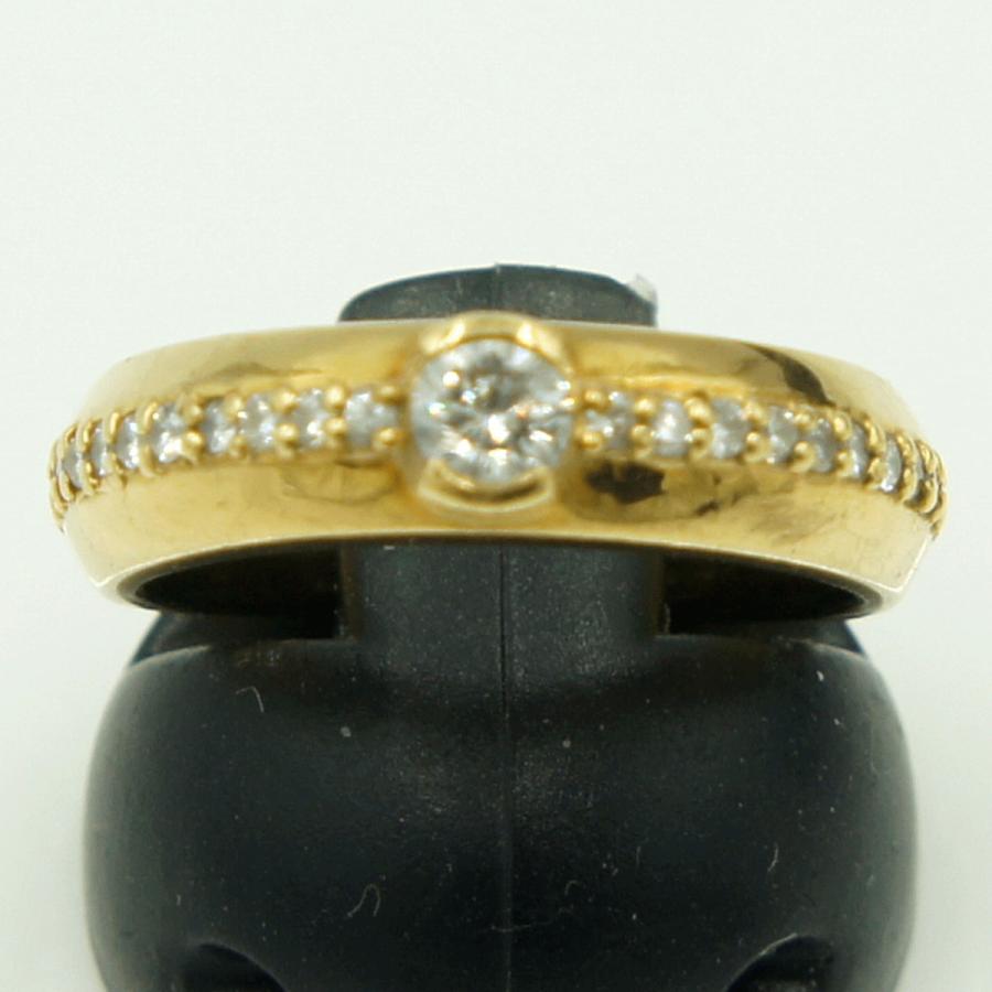 K18ダイヤモンドリング　D0.22ct　D0.20ct　リングサイズ10号　重量7.29ｇ(石の重量含む)（中古）