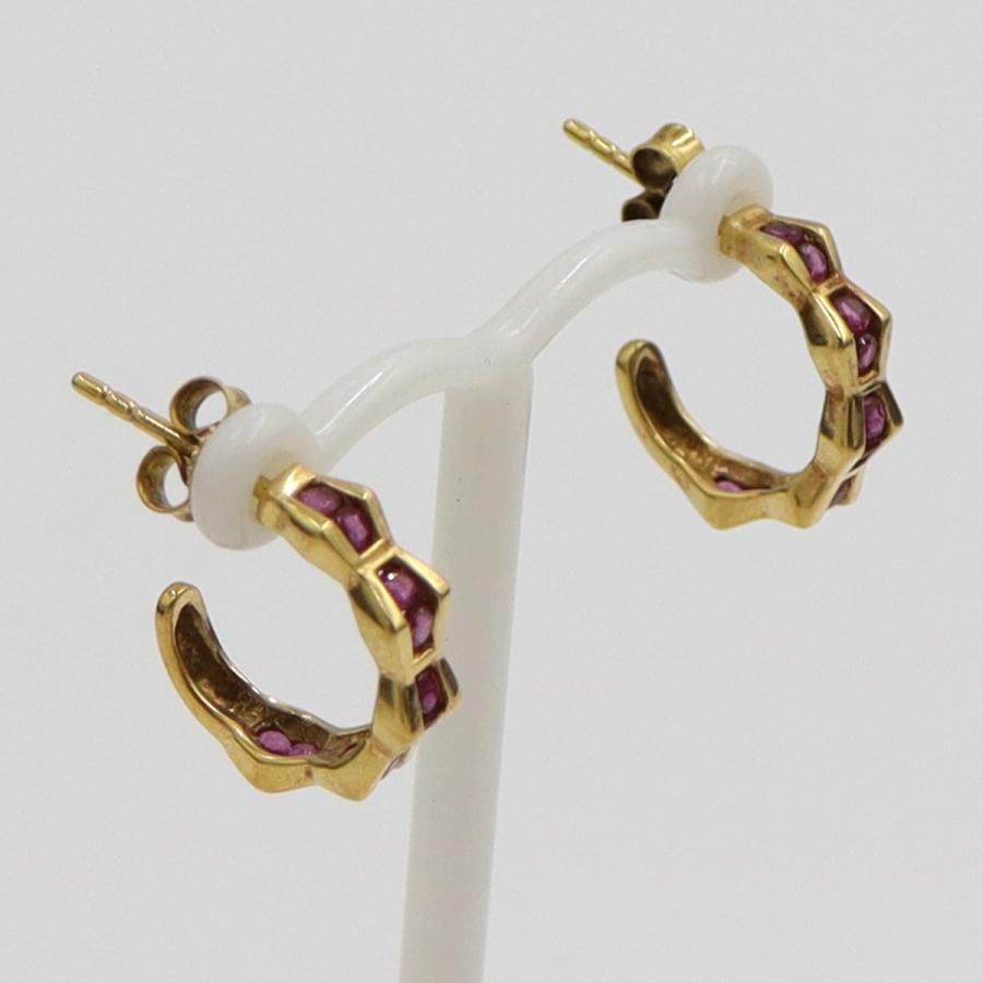 K18ルビーピアス　重量2.88ｇ(両耳合計・石の重量含む)　（中古）