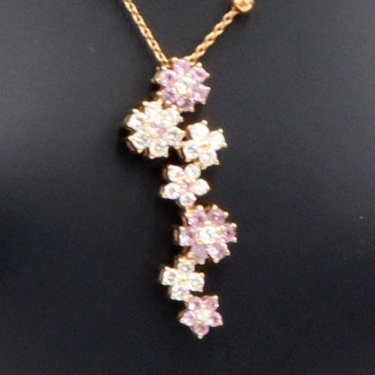 K18ピンクサファイアネックレス　S0.39ct　D0.38ct　ネックレス長さ44cm　重量4.62ｇ(石の重量含む)　レディース(中古)