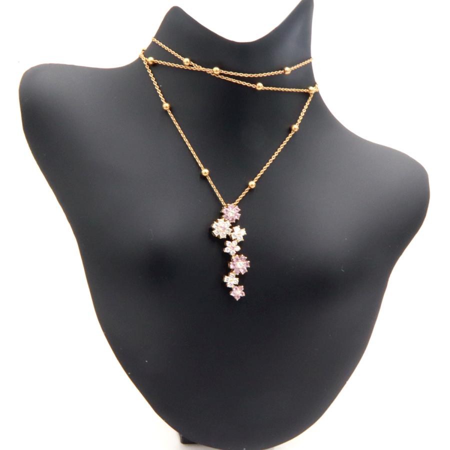 K18ピンクサファイアネックレス　S0.39ct　D0.38ct　ネックレス長さ44cm　重量4.62ｇ(石の重量含む)　レディース(中古)