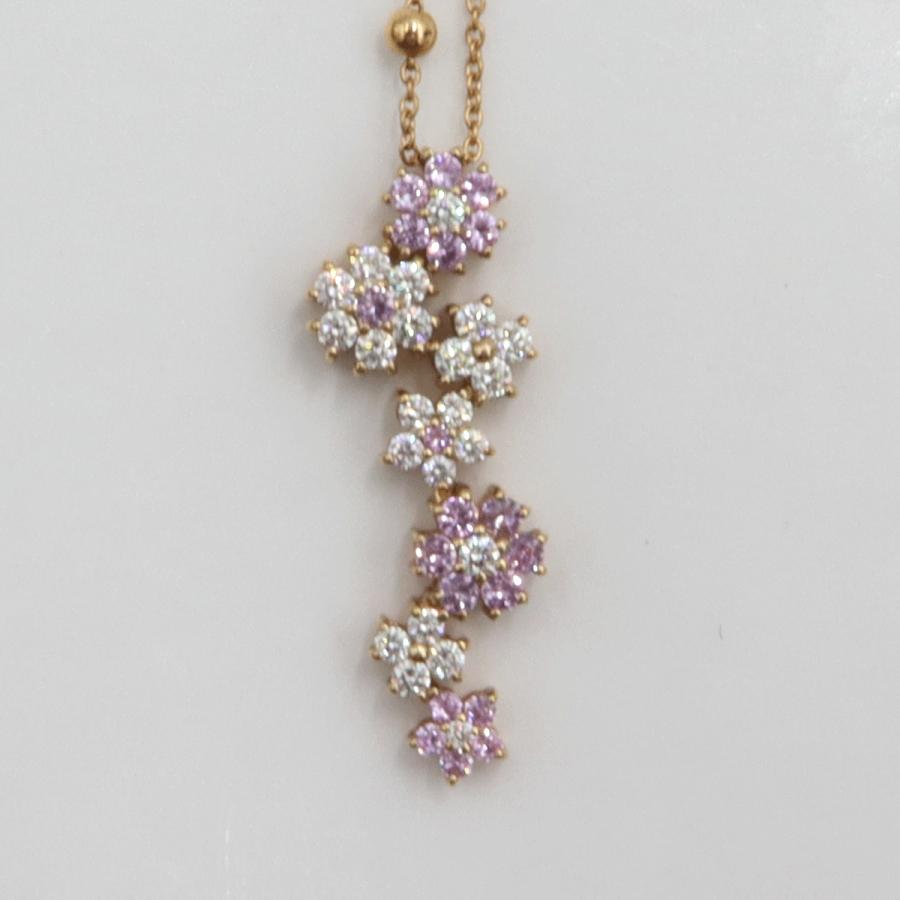 K18ピンクサファイアネックレス　S0.39ct　D0.38ct　ネックレス長さ44cm　重量4.62ｇ(石の重量含む)　レディース(中古)