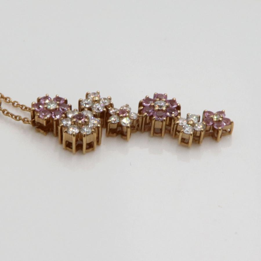 K18ピンクサファイアネックレス　S0.39ct　D0.38ct　ネックレス長さ44cm　重量4.62ｇ(石の重量含む)　レディース(中古)