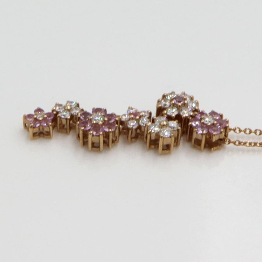 K18ピンクサファイアネックレス　S0.39ct　D0.38ct　ネックレス長さ44cm　重量4.62ｇ(石の重量含む)　レディース(中古)
