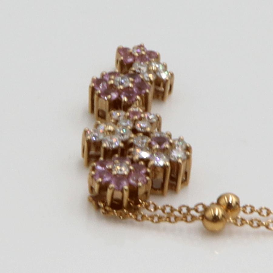 K18ピンクサファイアネックレス　S0.39ct　D0.38ct　ネックレス長さ44cm　重量4.62ｇ(石の重量含む)　レディース(中古)