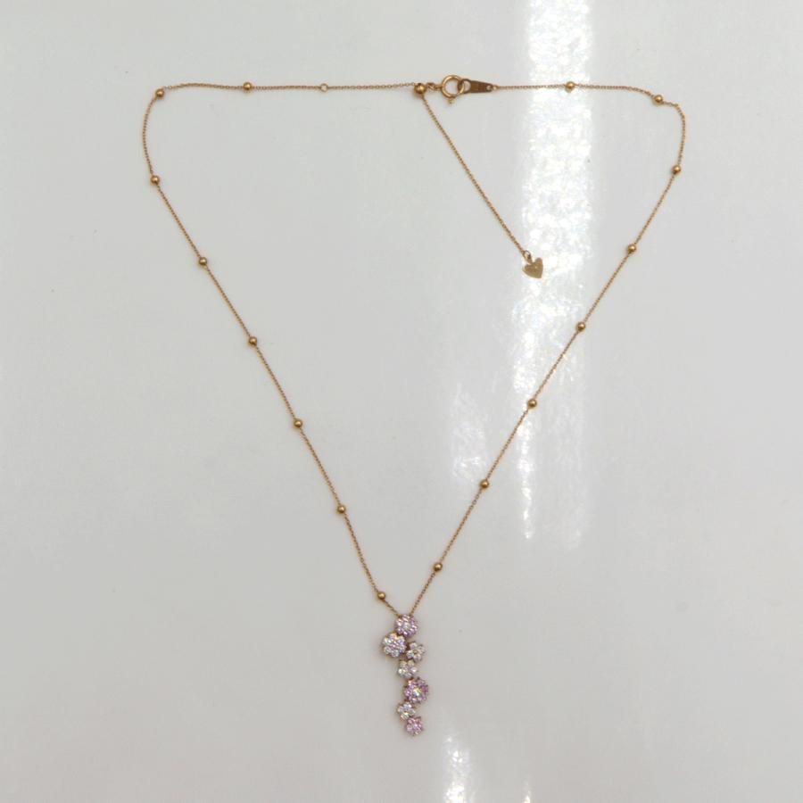 K18ピンクサファイアネックレス　S0.39ct　D0.38ct　ネックレス長さ44cm　重量4.62ｇ(石の重量含む)　レディース(中古)