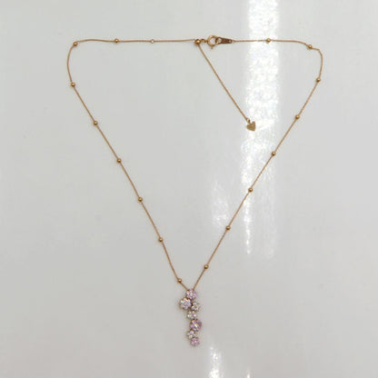 K18ピンクサファイアネックレス　S0.39ct　D0.38ct　ネックレス長さ44cm　重量4.62ｇ(石の重量含む)　レディース(中古)