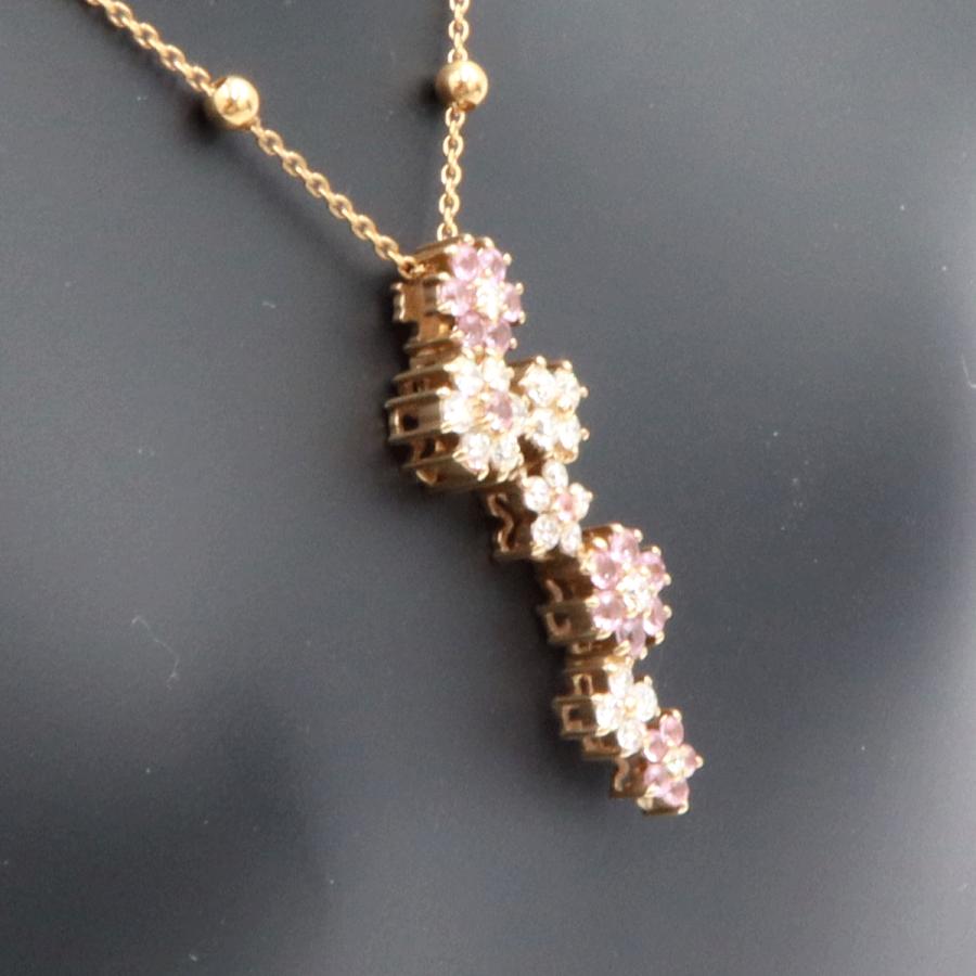 K18ピンクサファイアネックレス　S0.39ct　D0.38ct　ネックレス長さ44cm　重量4.62ｇ(石の重量含む)　レディース(中古)