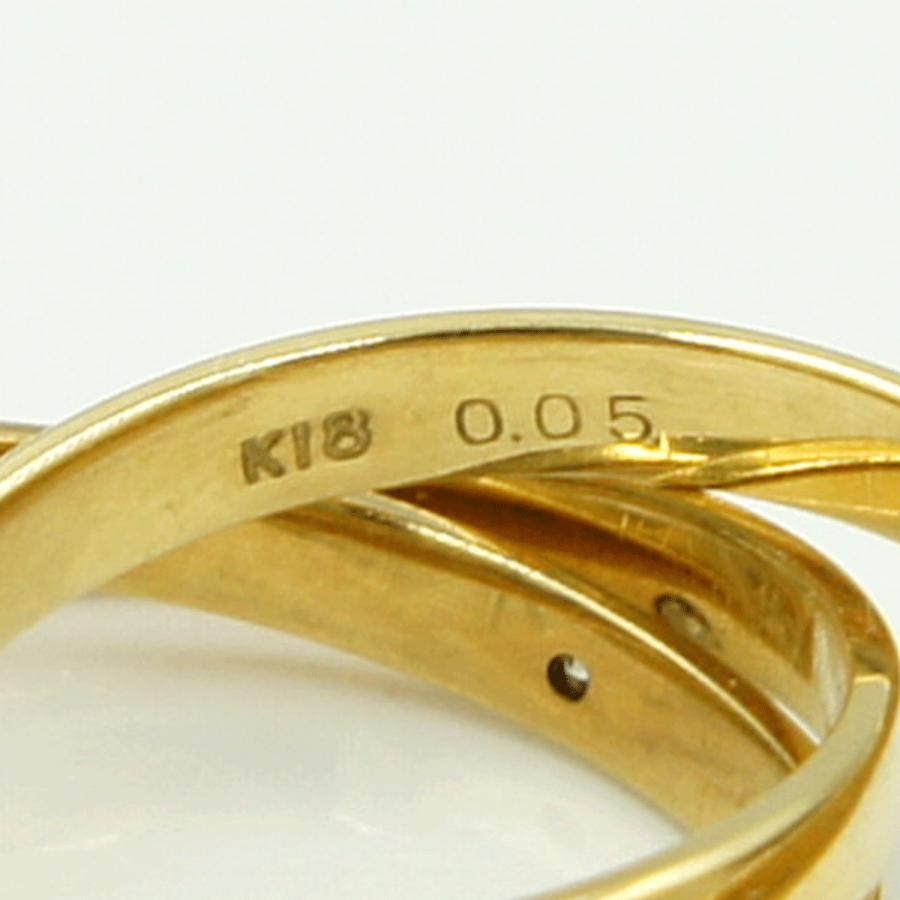 バーバリー(BURBERRY)　K18ダイヤモンド3連リング　D0.05ct　リングサイズ14号　重量7.01ｇ(石の重量含む) 　レディース（中古）