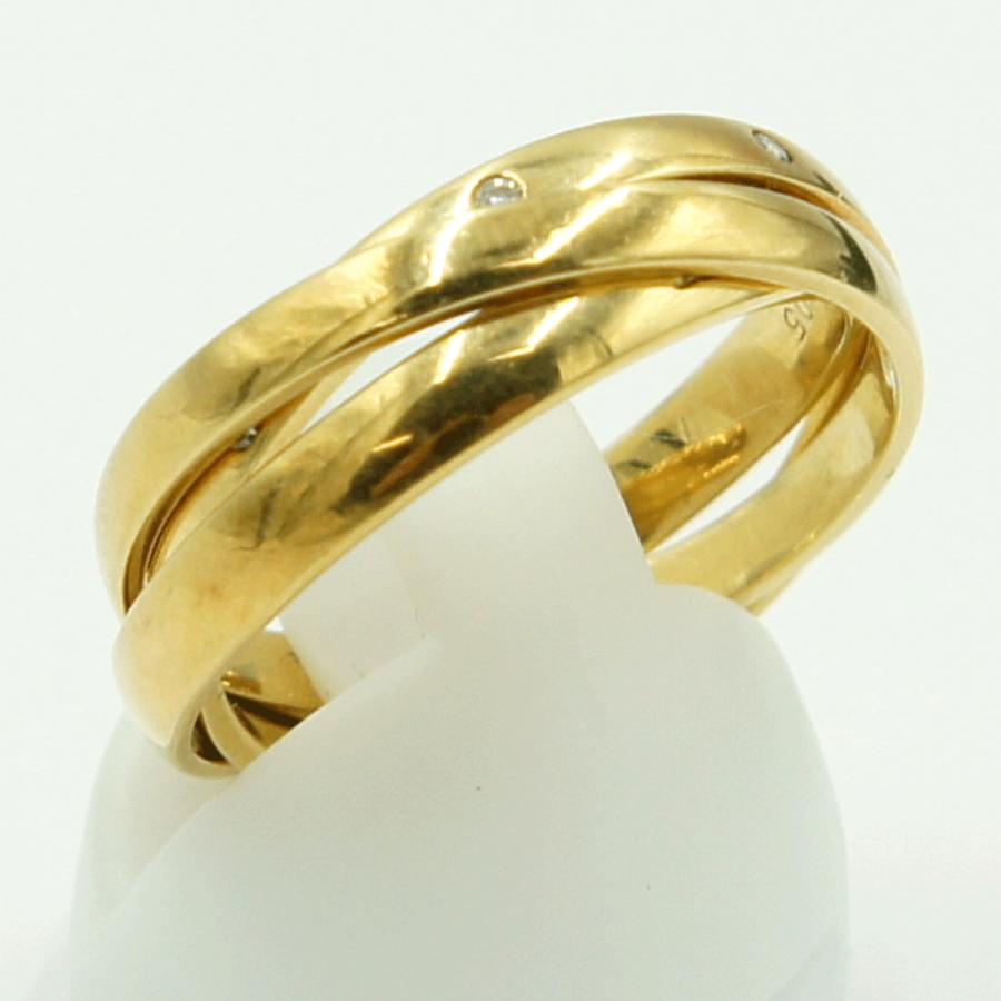 バーバリー(BURBERRY)　K18ダイヤモンド3連リング　D0.05ct　リングサイズ14号　重量7.01ｇ(石の重量含む) 　レディース（中古）