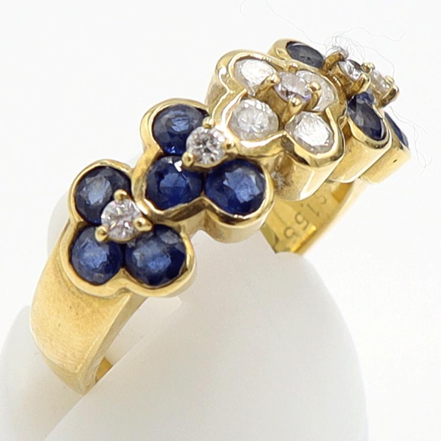 K18サファイアリング　S1.55ct　D0.44ct　リングサイズ12.5号　重量7.38ｇ(石の重量含む)　レディース（中古）