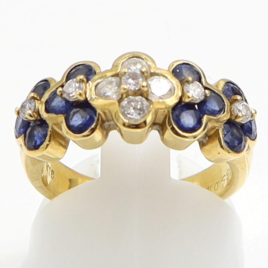 K18サファイアリング　S1.55ct　D0.44ct　リングサイズ12.5号　重量7.38ｇ(石の重量含む)　レディース（中古）