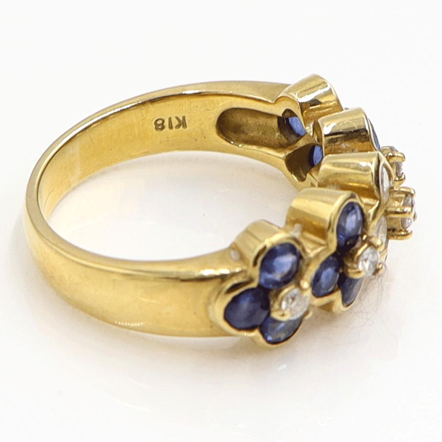 K18サファイアリング　S1.55ct　D0.44ct　リングサイズ12.5号　重量7.38ｇ(石の重量含む)　レディース（中古）