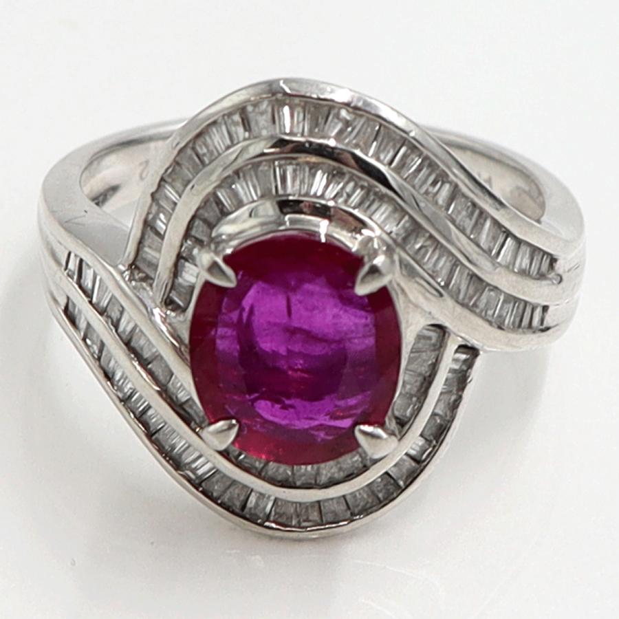 Pt900ルビーダイヤモンドリング　R1.37ct　D0.82ct　リングサイズ13号　重量10.30ｇ(石の重量含む)　レディース（中古）