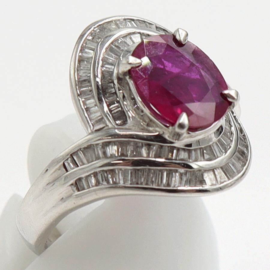 Pt900ルビーダイヤモンドリング　R1.37ct　D0.82ct　リングサイズ13号　重量10.30ｇ(石の重量含む)　レディース（中古）